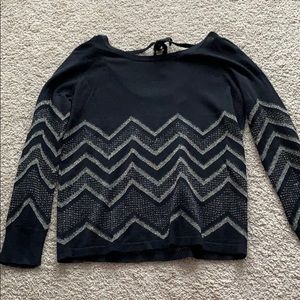 Black&gold chevron print sparkly sweater tie back